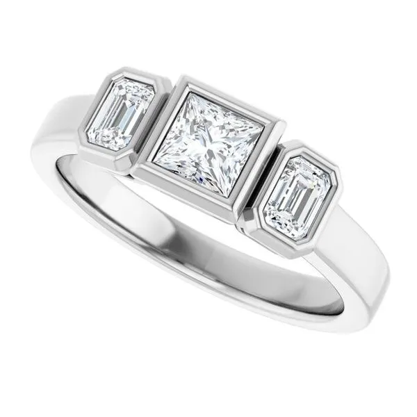 Bezel-Set Three-Stone Engagement Ring Image 5 Clater Jewelers Louisville, KY