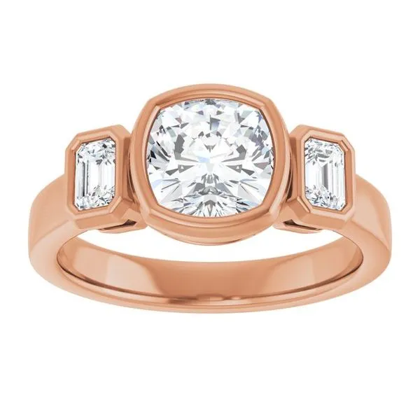 Bezel-Set Three-Stone Engagement Ring Image 3 Futer Bros Jewelers York, PA