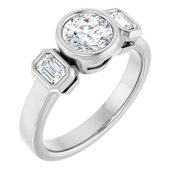 Bezel-Set Three-Stone Engagement Ring