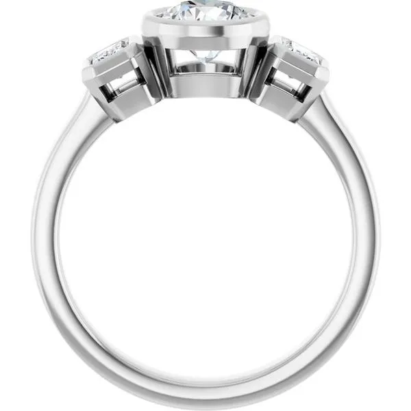 Bezel-Set Three-Stone Engagement Ring Image 2 Raleigh Diamond Fine Jewelry Raleigh, NC