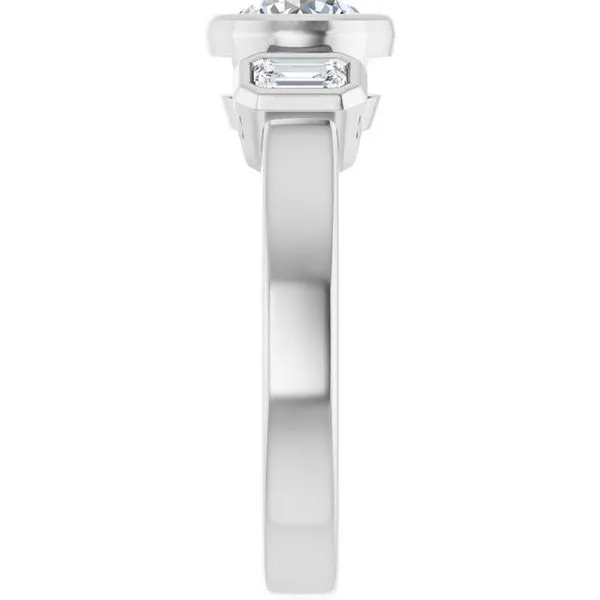 Bezel-Set Three-Stone Engagement Ring Image 4 Hudson Valley Goldsmith New Paltz, NY