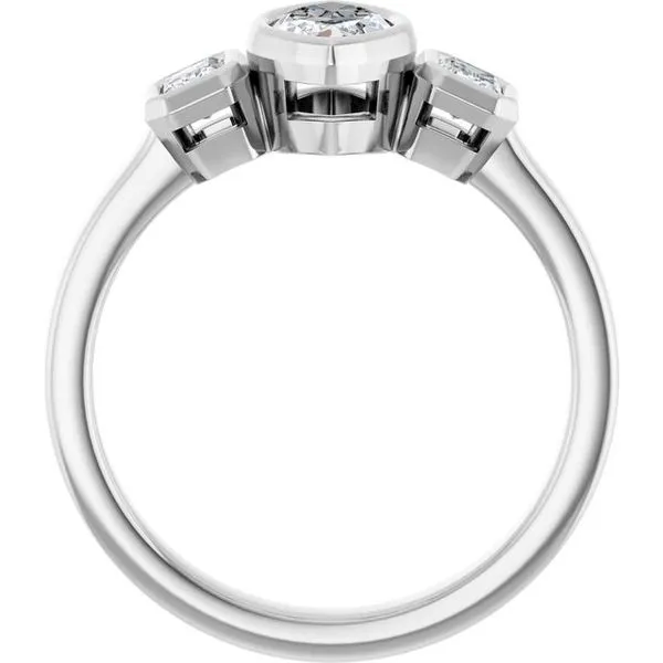 Bezel-Set Three-Stone Engagement Ring Image 2 Northwood Jewelers Northwood, OH