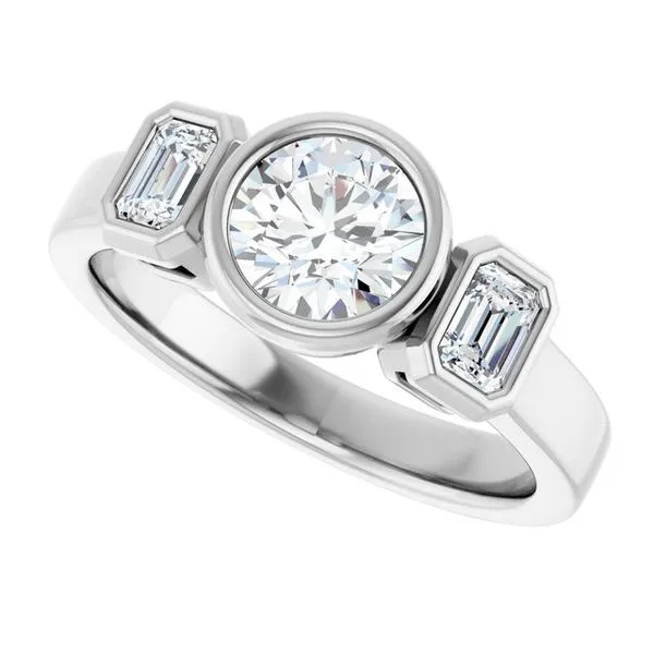 Bezel-Set Three-Stone Engagement Ring Image 5 Vulcan's Forge LLC KANSAS CITY, MO