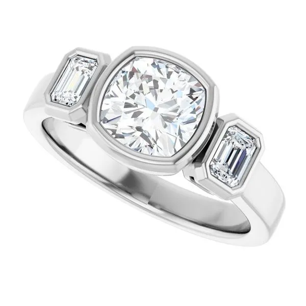 Bezel-Set Three-Stone Engagement Ring Image 5 Jimmy Smith Jewelers Decatur, AL