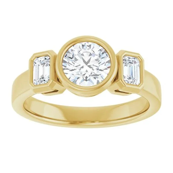 Bezel-Set Three-Stone Engagement Ring Image 3 Northwood Jewelers Northwood, OH