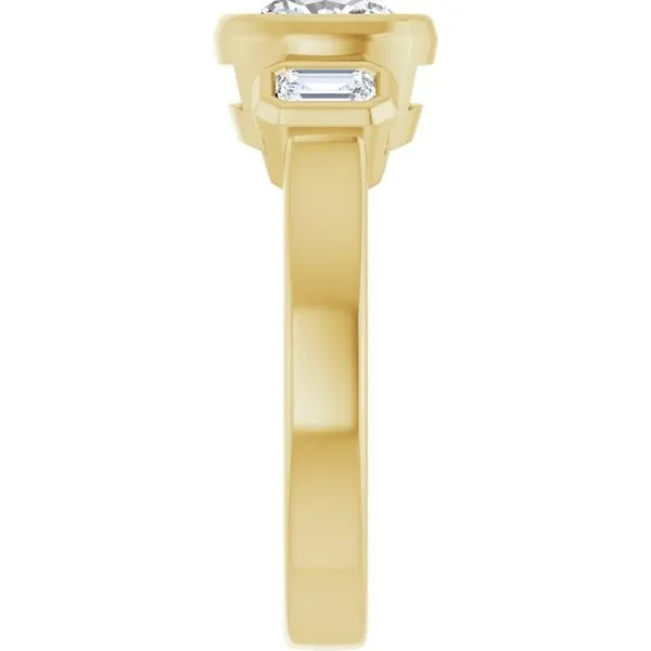 Bezel-Set Three-Stone Engagement Ring Image 4 Natale Jewelers Sewell, NJ