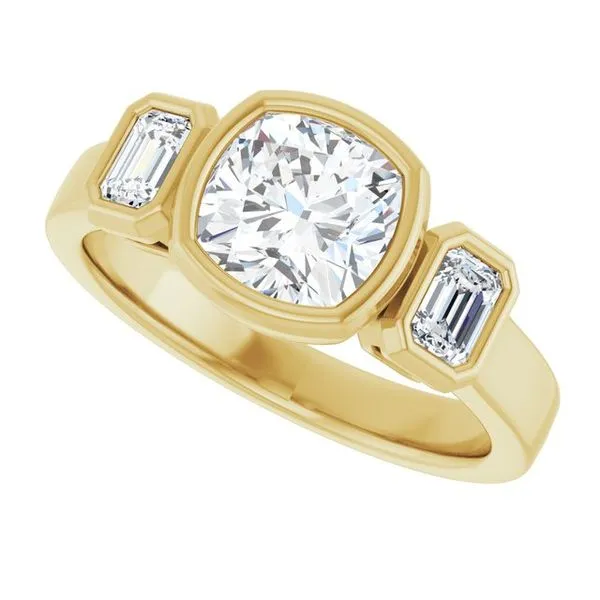 Bezel-Set Three-Stone Engagement Ring Image 5 Don's Jewelry & Design Washington, IA