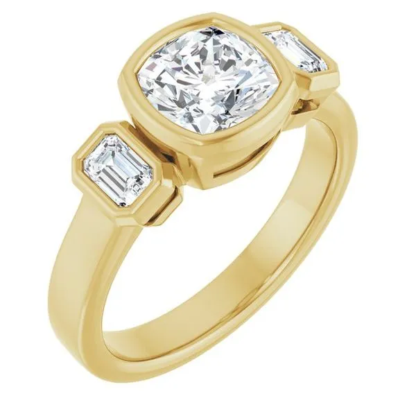 Bezel-Set Three-Stone Engagement Ring Don's Jewelry & Design Washington, IA