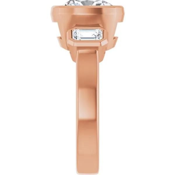 Bezel-Set Three-Stone Engagement Ring Image 4 Hudson Valley Goldsmith New Paltz, NY