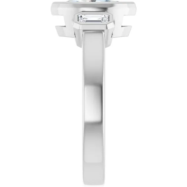 Bezel-Set Three-Stone Engagement Ring Image 4 Vulcan's Forge LLC KANSAS CITY, MO