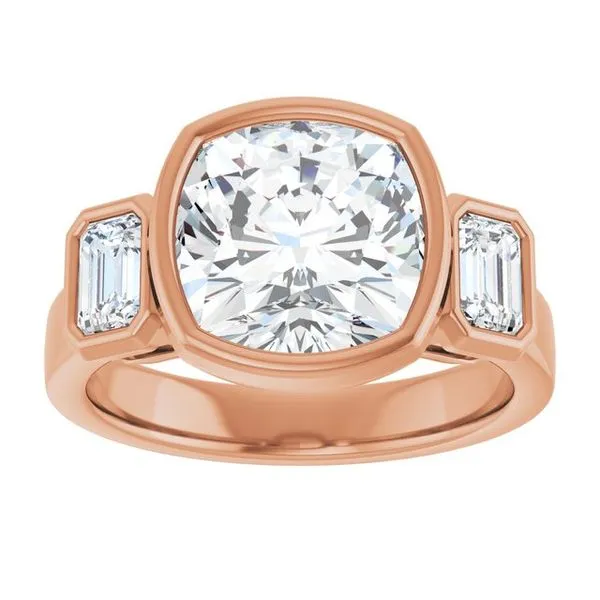 Bezel-Set Three-Stone Engagement Ring Image 3 JF Jones Jewelers Rochester, NY