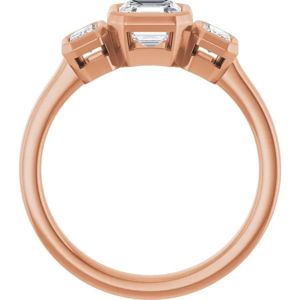 Bezel-Set Three-Stone Engagement Ring Image 2 Stuart Benjamin & Co. Jewelry Designs San Diego, CA