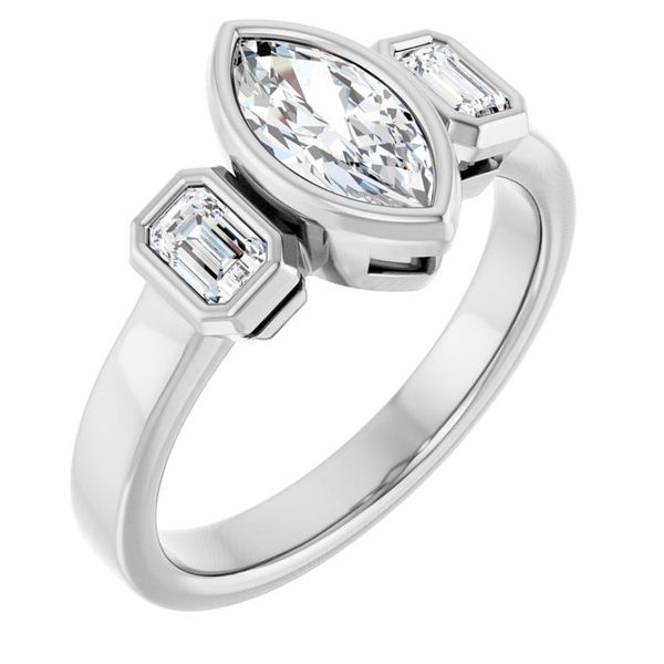 Bezel-Set Three-Stone Engagement Ring