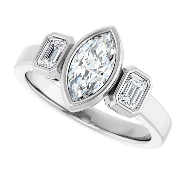 Bezel-Set Three-Stone Engagement Ring Image 5 Clater Jewelers Louisville, KY