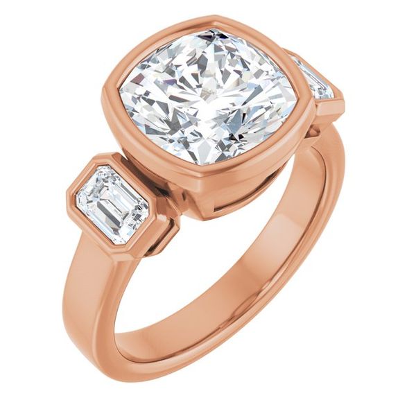 Bezel-Set Three-Stone Engagement Ring