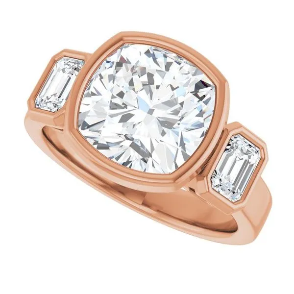 Bezel-Set Three-Stone Engagement Ring Image 5 JF Jones Jewelers Rochester, NY