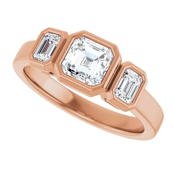 Bezel-Set Three-Stone Engagement Ring Image 5 Vulcan's Forge LLC KANSAS CITY, MO