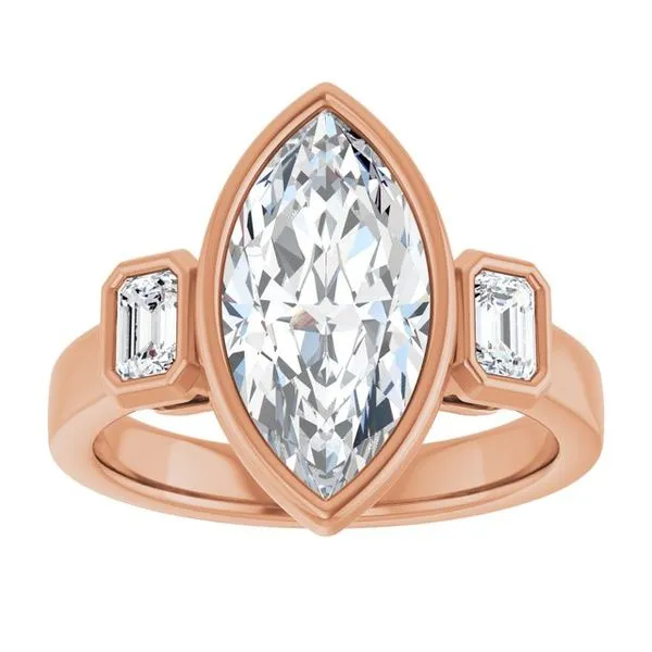 Bezel-Set Three-Stone Engagement Ring Image 3 Vulcan's Forge LLC KANSAS CITY, MO