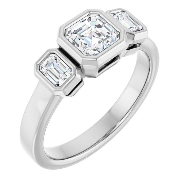 Bezel-Set Three-Stone Engagement Ring