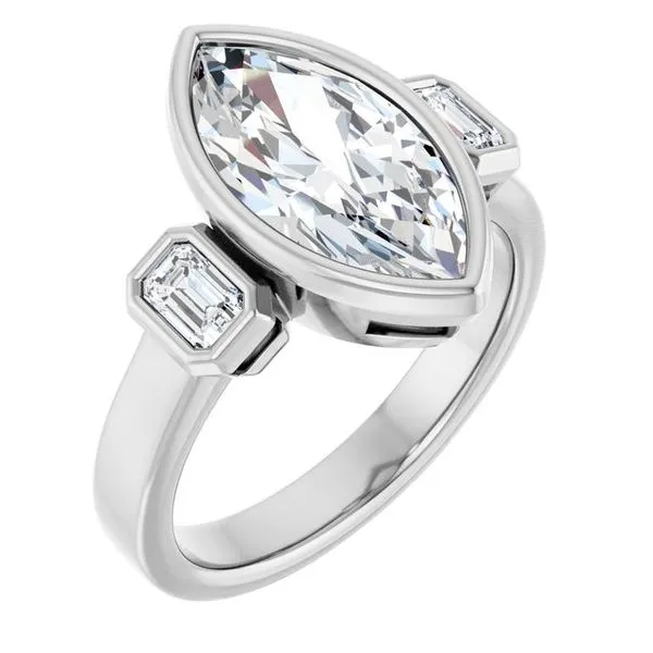 Bezel-Set Three-Stone Engagement Ring Paul James Jewelers Angels Camp, CA