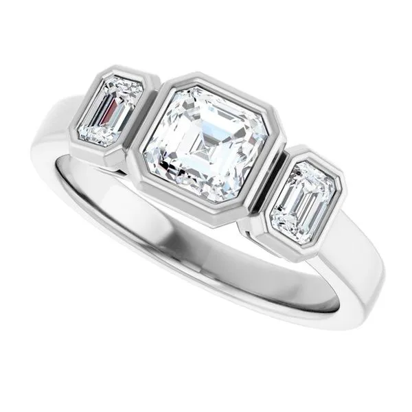 Bezel-Set Three-Stone Engagement Ring Image 5 Futer Bros Jewelers York, PA