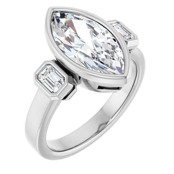 Bezel-Set Three-Stone Engagement Ring