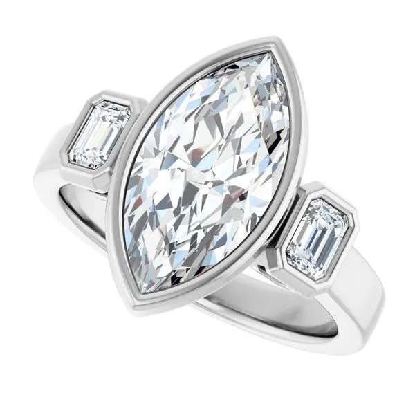 Bezel-Set Three-Stone Engagement Ring Image 5 Hudson Valley Goldsmith New Paltz, NY