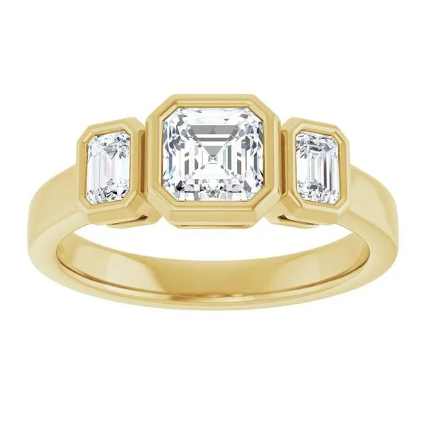 Bezel-Set Three-Stone Engagement Ring Image 3 Clater Jewelers Louisville, KY