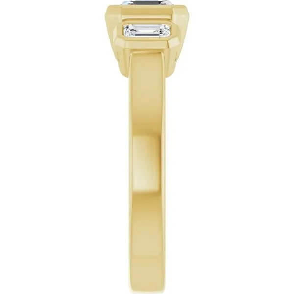 Bezel-Set Three-Stone Engagement Ring Image 4 Banks Jewelers Burnsville, NC