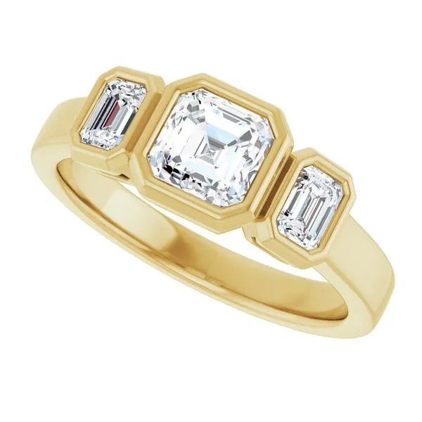 Bezel-Set Three-Stone Engagement Ring Image 5 JF Jones Jewelers Rochester, NY