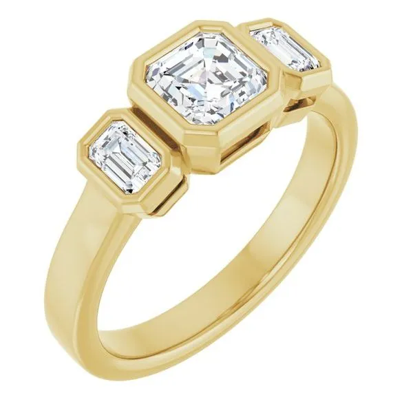 Bezel-Set Three-Stone Engagement Ring Northwood Jewelers Northwood, OH