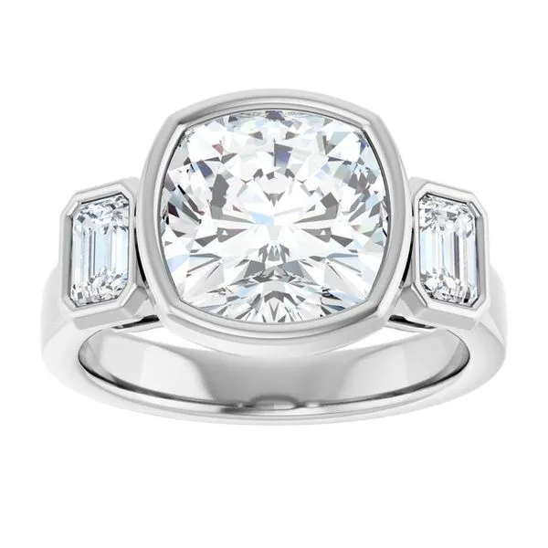 Bezel-Set Three-Stone Engagement Ring Image 3 Arezzo Jewelers Elmwood Park, IL