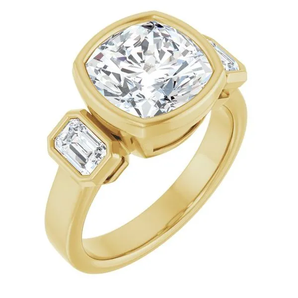 Bezel-Set Three-Stone Engagement Ring Clater Jewelers Louisville, KY