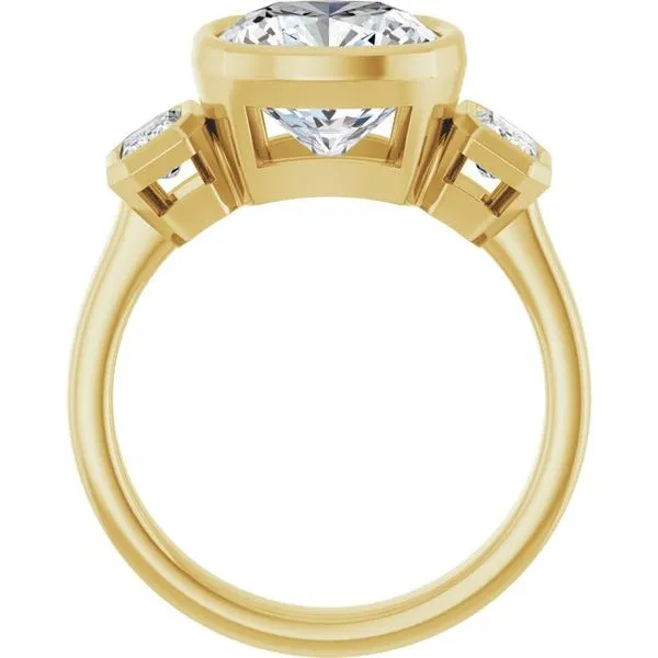 Bezel-Set Three-Stone Engagement Ring Image 2 JF Jones Jewelers Rochester, NY