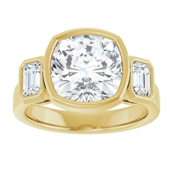 Bezel-Set Three-Stone Engagement Ring Image 3 J. Thomas Jewelers Rochester Hills, MI