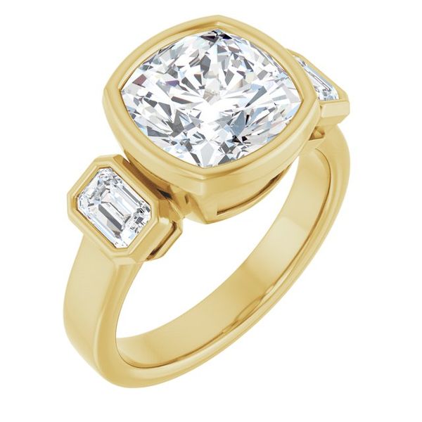 Bezel-Set Three-Stone Engagement Ring