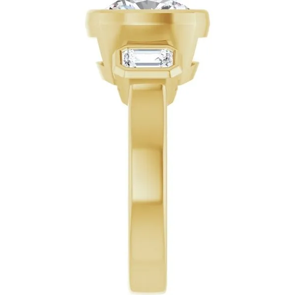 Bezel-Set Three-Stone Engagement Ring Image 4 Clater Jewelers Louisville, KY