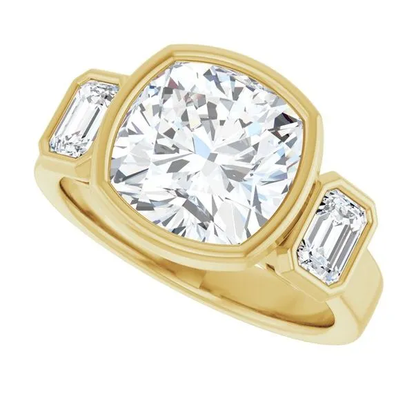 Bezel-Set Three-Stone Engagement Ring Image 5 J. Thomas Jewelers Rochester Hills, MI