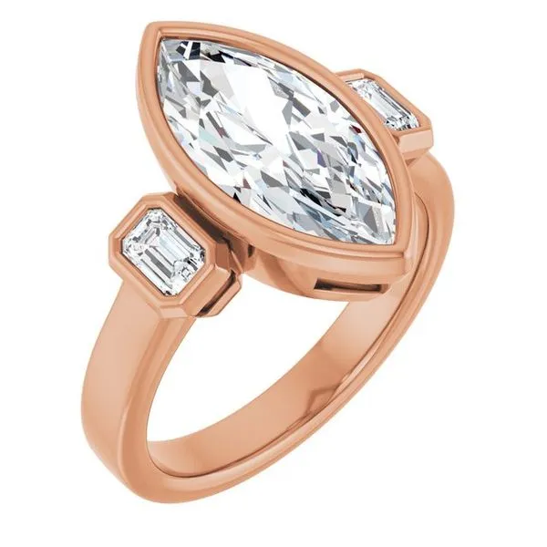 Bezel-Set Three-Stone Engagement Ring J. Thomas Jewelers Rochester Hills, MI