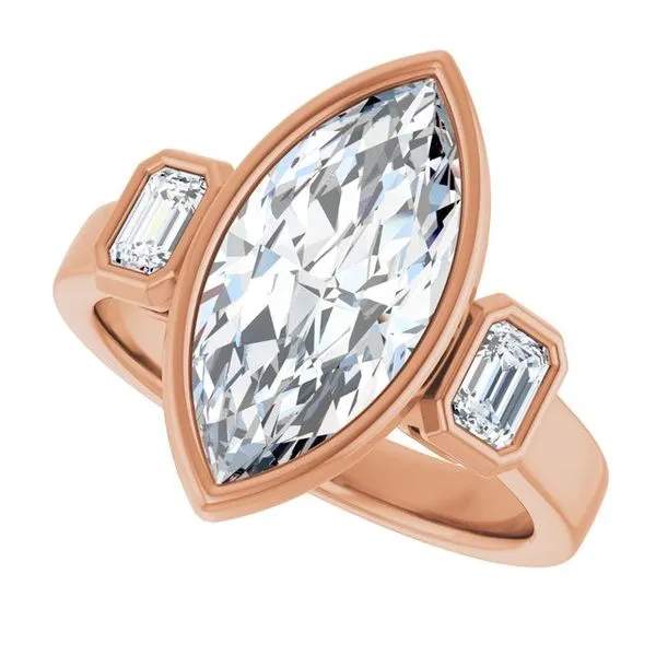 Bezel-Set Three-Stone Engagement Ring Image 5 JF Jones Jewelers Rochester, NY