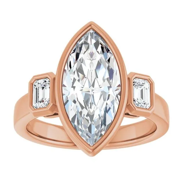 Bezel-Set Three-Stone Engagement Ring Image 3 Futer Bros Jewelers York, PA