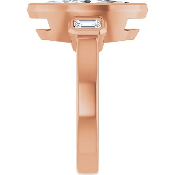 Bezel-Set Three-Stone Engagement Ring Image 4 Vulcan's Forge LLC KANSAS CITY, MO