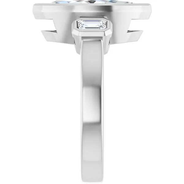 Bezel-Set Three-Stone Engagement Ring Image 4 J. Thomas Jewelers Rochester Hills, MI