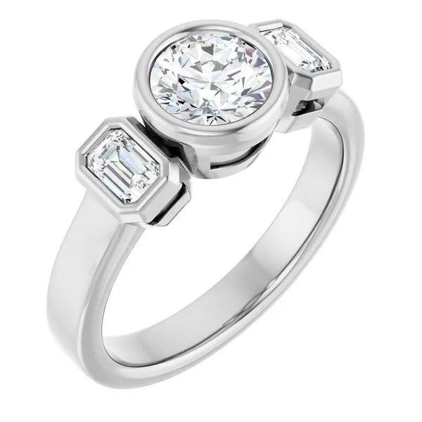 Bezel-Set Three-Stone Engagement Ring Clater Jewelers Louisville, KY