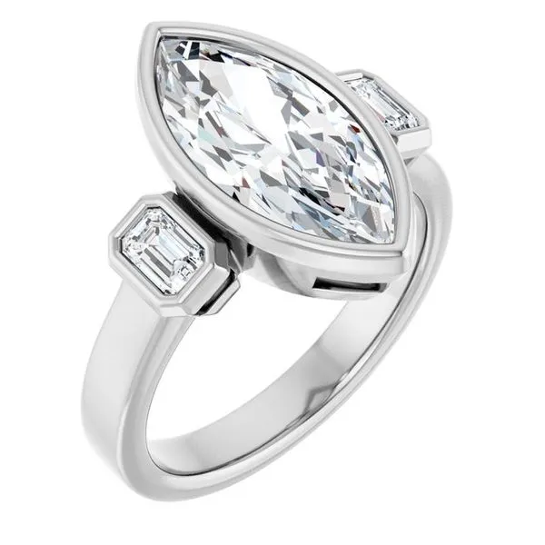 Bezel-Set Three-Stone Engagement Ring Jimmy Smith Jewelers Decatur, AL