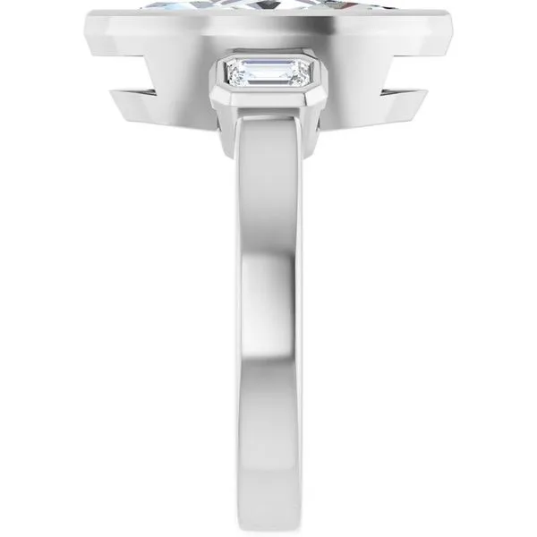 Bezel-Set Three-Stone Engagement Ring Image 4 J. Thomas Jewelers Rochester Hills, MI