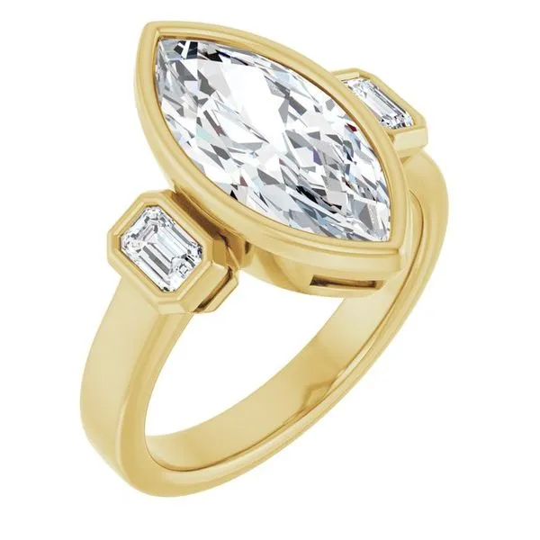 Bezel-Set Three-Stone Engagement Ring Natale Jewelers Sewell, NJ