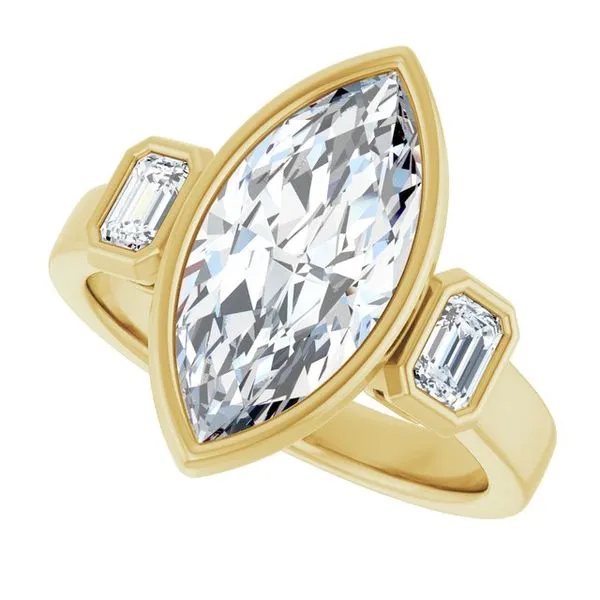 Bezel-Set Three-Stone Engagement Ring Image 5 Mark Jewellers La Crosse, WI