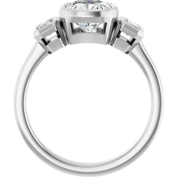 Bezel-Set Three-Stone Engagement Ring Image 2 Paul James Jewelers Angels Camp, CA