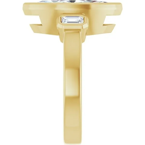 Bezel-Set Three-Stone Engagement Ring Image 4 Hudson Valley Goldsmith New Paltz, NY